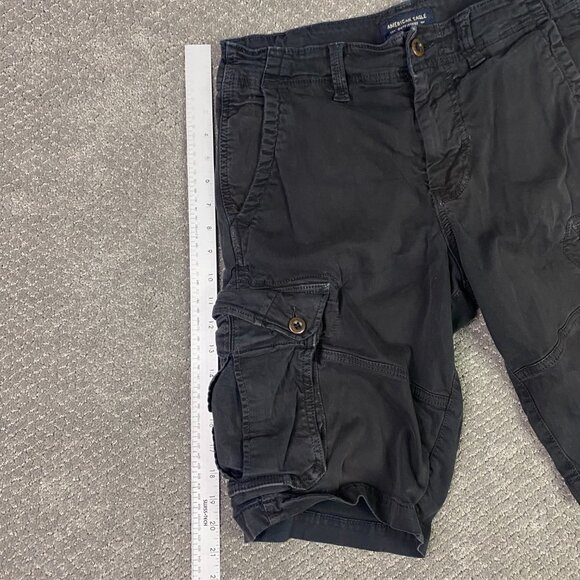American Eagle Extreme Flex Longer Length Cargo Shorts Mens 31 Faded Black Gray - Picture 10 of 12